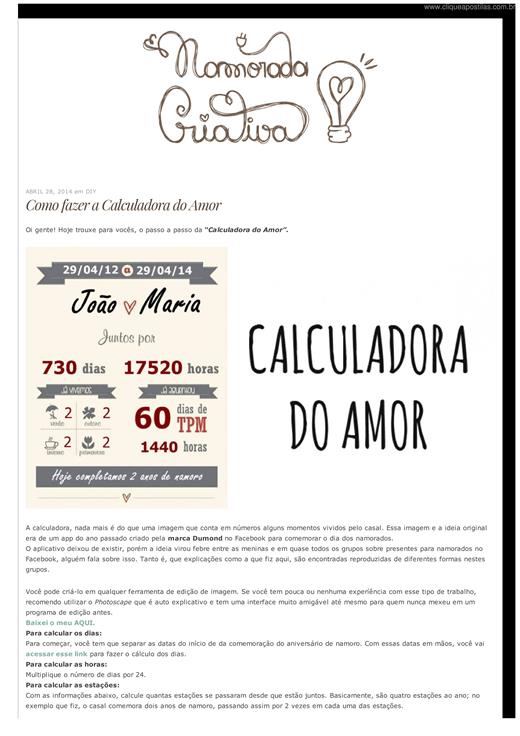 Calculadora do amor, comenta um casal para poder calcular aqui