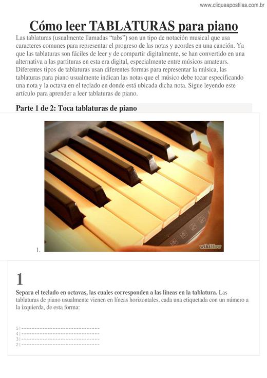 lucha Email engranaje Clique Apostilas - Cómo Leer Tablaturas para Piano
