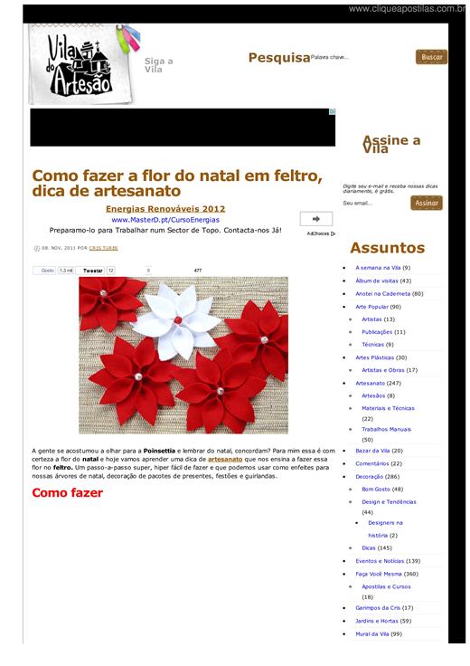 Clique Apostilas - Flor Para o Natal em Feltro